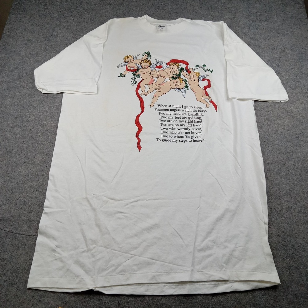 Sloppy‎ Joes Sleep Shirt Womens One Size White Angel Prayer Nightgown Graphic